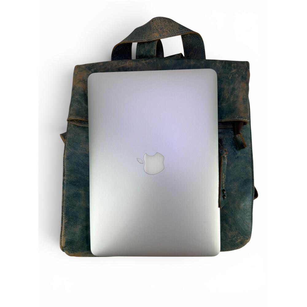 Bed Stu Howie Leather Backpack Distressed Green Laptop Travel Bag Handmade - Picture 6 of 12